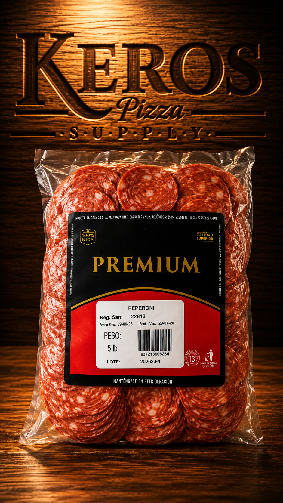 Peperoni Premium en Rodajas Delmor (5 Lb) - Imagen Vertical